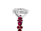 White gold Pear Cut Diamond Side Stone Solitaire Ring with Round with Garnet side stone and Four-Prong Setting_5