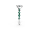 White gold Pear Cut Diamond Side Stone Solitaire Ring with Round with Green Sapphire side stone and Four-Prong Setting_14