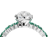 White gold Pear Cut Diamond Side Stone Solitaire Ring with Round with Green Sapphire side stone and Four-Prong Setting_4