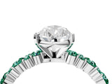 White gold Pear Cut Diamond Side Stone Solitaire Ring with Round with Green Sapphire side stone and Four-Prong Setting_4
