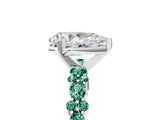 White gold Pear Cut Diamond Side Stone Solitaire Ring with Round with Green Sapphire side stone and Four-Prong Setting_5