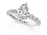 White gold Pear Cut Diamond Side Stone Solitaire Ring with Round with Moissanite side stone and Four-Prong Setting_1