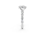 White gold Pear Cut Diamond Side Stone Solitaire Ring with Round with Moissanite side stone and Four-Prong Setting_2