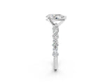 White gold Pear Cut Diamond Side Stone Solitaire Ring with Round with Moissanite side stone and Four-Prong Setting_2
