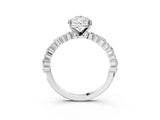 White gold Pear Cut Diamond Side Stone Solitaire Ring with Round with Moissanite side stone and Four-Prong Setting_3