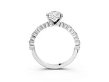 White gold Pear Cut Diamond Side Stone Solitaire Ring with Round with Moissanite side stone and Four-Prong Setting_3