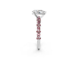 White gold Pear Cut Diamond Side Stone Solitaire Ring with Round with Morganite side stone and Four-Prong Setting_14