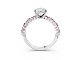 White gold Pear Cut Diamond Side Stone Solitaire Ring with Round with Morganite side stone and Four-Prong Setting_15