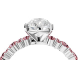 White gold Pear Cut Diamond Side Stone Solitaire Ring with Round with Morganite side stone and Four-Prong Setting_16