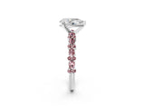White gold Pear Cut Diamond Side Stone Solitaire Ring with Round with Morganite side stone and Four-Prong Setting_2