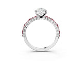 White gold Pear Cut Diamond Side Stone Solitaire Ring with Round with Morganite side stone and Four-Prong Setting_3