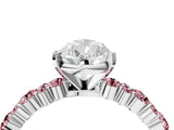 White gold Pear Cut Diamond Side Stone Solitaire Ring with Round with Morganite side stone and Four-Prong Setting_4