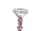 White gold Pear Cut Diamond Side Stone Solitaire Ring with Round with Morganite side stone and Four-Prong Setting_5
