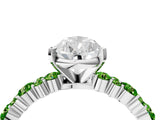 White gold Pear Cut Diamond Side Stone Solitaire Ring with Round with Peridot side stone and Four-Prong Setting_16