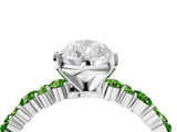 White gold Pear Cut Diamond Side Stone Solitaire Ring with Round with Peridot side stone and Four-Prong Setting_4