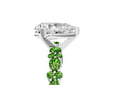 White gold Pear Cut Diamond Side Stone Solitaire Ring with Round with Peridot side stone and Four-Prong Setting_5