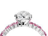 White gold Pear Cut Diamond Side Stone Solitaire Ring with Round with Pink Sapphire side stone and Four-Prong Setting_4