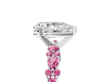 White gold Pear Cut Diamond Side Stone Solitaire Ring with Round with Pink Sapphire side stone and Four-Prong Setting_5