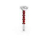 White gold Pear Cut Diamond Side Stone Solitaire Ring with Round with Ruby side stone and Four-Prong Setting_2