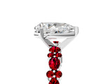 White gold Pear Cut Diamond Side Stone Solitaire Ring with Round with Ruby side stone and Four-Prong Setting_5
