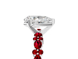 White gold Pear Cut Diamond Side Stone Solitaire Ring with Round with Ruby side stone and Four-Prong Setting_5
