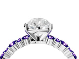 White gold Pear Cut Diamond Side Stone Solitaire Ring with Round with Tanzanite side stone and Four-Prong Setting_10