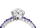 White gold Pear Cut Diamond Side Stone Solitaire Ring with Round with Tanzanite side stone and Four-Prong Setting_4
