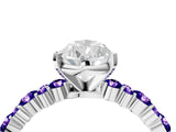 White gold Pear Cut Diamond Side Stone Solitaire Ring with Round with Tanzanite side stone and Four-Prong Setting_4