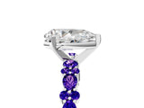 White gold Pear Cut Diamond Side Stone Solitaire Ring with Round with Tanzanite side stone and Four-Prong Setting_5