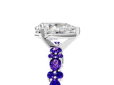 White gold Pear Cut Diamond Side Stone Solitaire Ring with Round with Tanzanite side stone and Four-Prong Setting_5