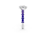 White gold Pear Cut Diamond Side Stone Solitaire Ring with Round with Tanzanite side stone and Four-Prong Setting_8