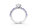 White gold Pear Cut Diamond Side Stone Solitaire Ring with Round with Tanzanite side stone and Four-Prong Setting_9