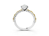 White gold Pear Cut Diamond Side Stone Solitaire Ring with Round with Yellow Sapphire side stone and Four-Prong Setting_15