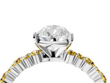 White gold Pear Cut Diamond Side Stone Solitaire Ring with Round with Yellow Sapphire side stone and Four-Prong Setting_16