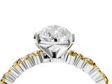 White gold Pear Cut Diamond Side Stone Solitaire Ring with Round with Yellow Sapphire side stone and Four-Prong Setting_4
