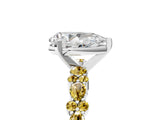 White gold Pear Cut Diamond Side Stone Solitaire Ring with Round with Yellow Sapphire side stone and Four-Prong Setting_5