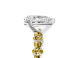 White gold Pear Cut Diamond Side Stone Solitaire Ring with Round with Yellow Sapphire side stone and Four-Prong Setting_5