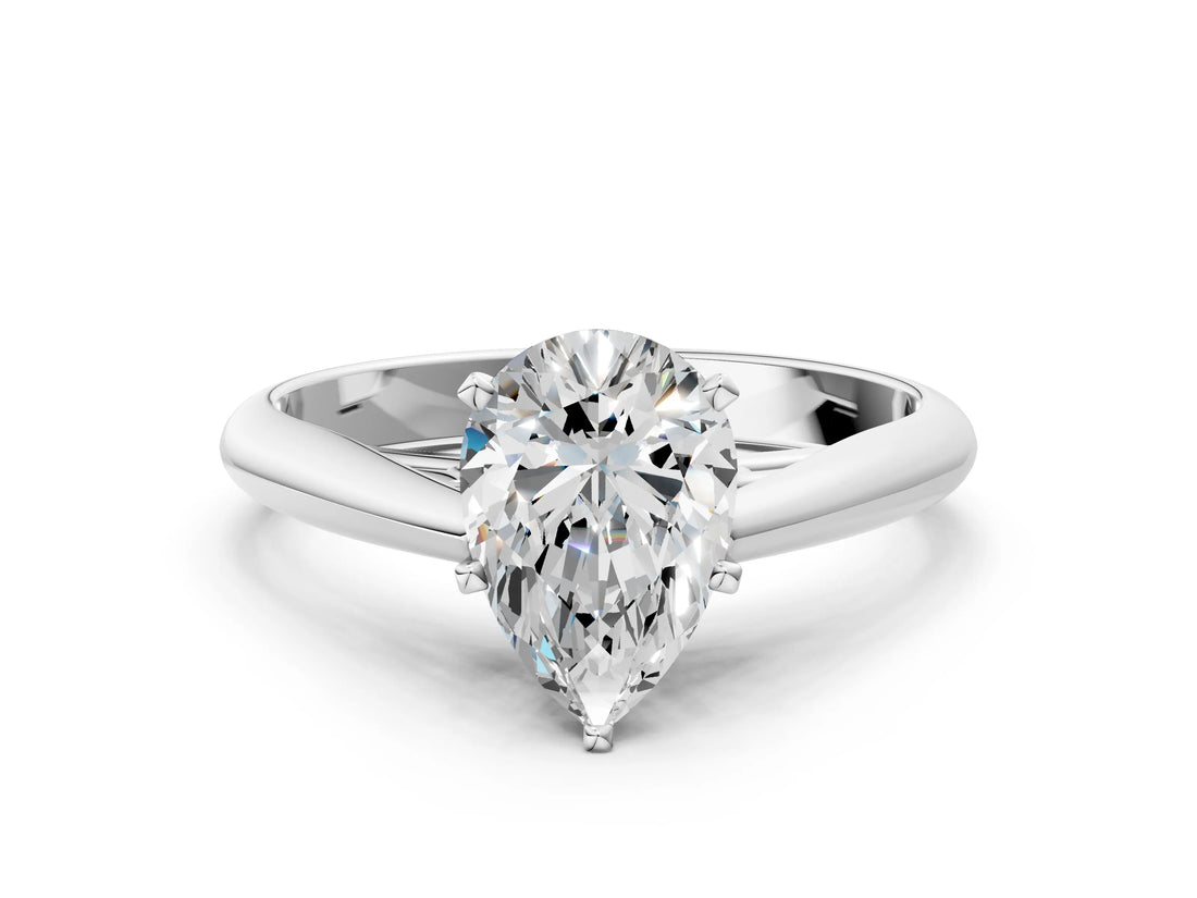 White gold Pear Cut Diamond Solitaire Engagement Ring with Cathedral Setting and Four-Prong Mount_44