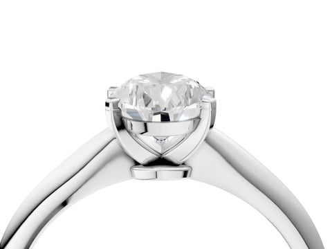 14K White Gold 2.51 Carat D VVS2 Pear Diamond Solitaire Engagement Ring with Classic Band and Four-Prong Setting