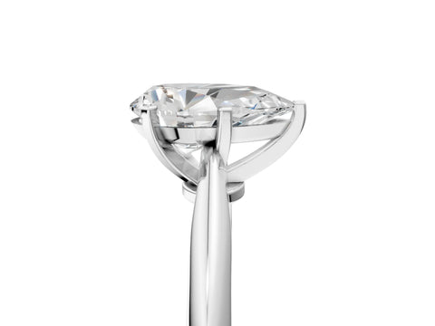 14K White Gold 2.51 Carat D VVS2 Pear Diamond Solitaire Engagement Ring with Classic Band and Four-Prong Setting