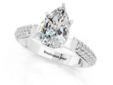White gold Pear Cut Diamond Solitaire Engagement Ring with Pavé Band and Four-Prong Setting_1