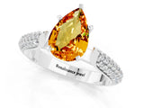 White gold Pear Cut Diamond Solitaire Engagement Ring with Pavé Band and Four-Prong Setting_1