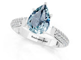 White gold Pear Cut Diamond Solitaire Engagement Ring with Pavé Band and Four-Prong Setting_1