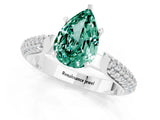 White gold Pear Cut Diamond Solitaire Engagement Ring with Pavé Band and Four-Prong Setting_1