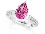 White gold Pear Cut Diamond Solitaire Engagement Ring with Pavé Band and Four-Prong Setting_1
