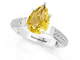 White gold Pear Cut Diamond Solitaire Engagement Ring with Pavé Band and Four-Prong Setting_1