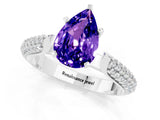 White gold Pear Cut Diamond Solitaire Engagement Ring with Pavé Band and Four-Prong Setting_1
