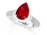 White gold Pear Cut Diamond Solitaire Engagement Ring with Pavé Band and Four-Prong Setting_1
