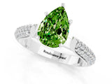White gold Pear Cut Diamond Solitaire Engagement Ring with Pavé Band and Four-Prong Setting_1