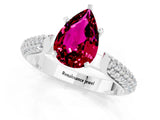 White gold Pear Cut Diamond Solitaire Engagement Ring with Pavé Band and Four-Prong Setting_1